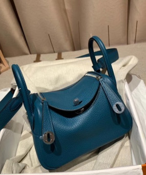 에르메스 미니 린디백19 블루드프루스 은장 끌레망스 가죽